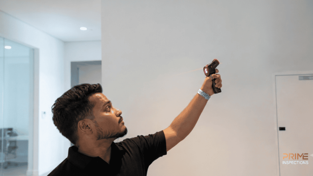 “Water leak detection in Dubai villa using thermal imaging camera and moisture meter”