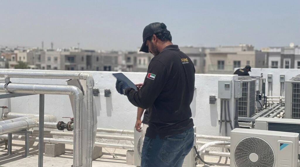  Developer representative unlocking a property for a pre handover snagging inspection in Dubai