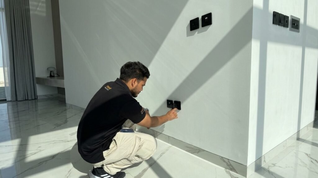 Real estate broker coordinating a professional property snagging inspection with an engineer