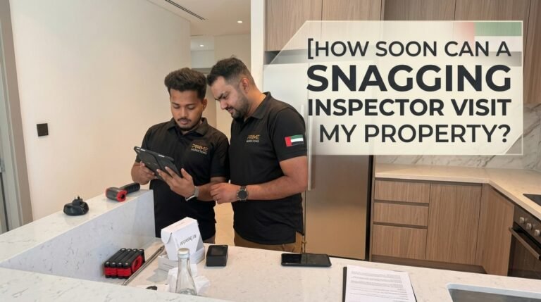 Snagging inspector visit for a Dubai property before handover